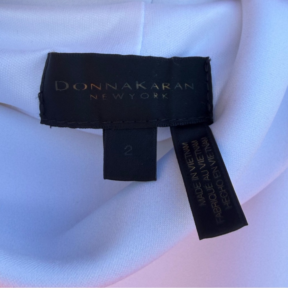 ✨Donna Karan New York Blue Watercolor Sleeveless Sheath Dress Size 2 Mock Midi - Picture 12 of 14
